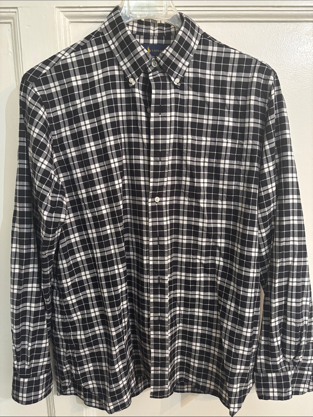 Ralph Lauren Blue Label Black & White Plaid Button-Down Shirt